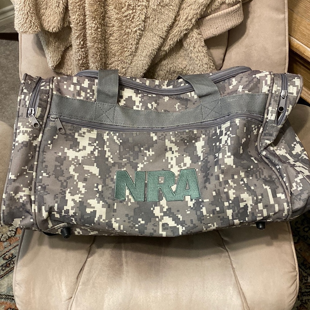 NRA camo duffle bag